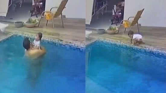 Bebê cai na piscina e é salva a tempo - Reprodução / G1