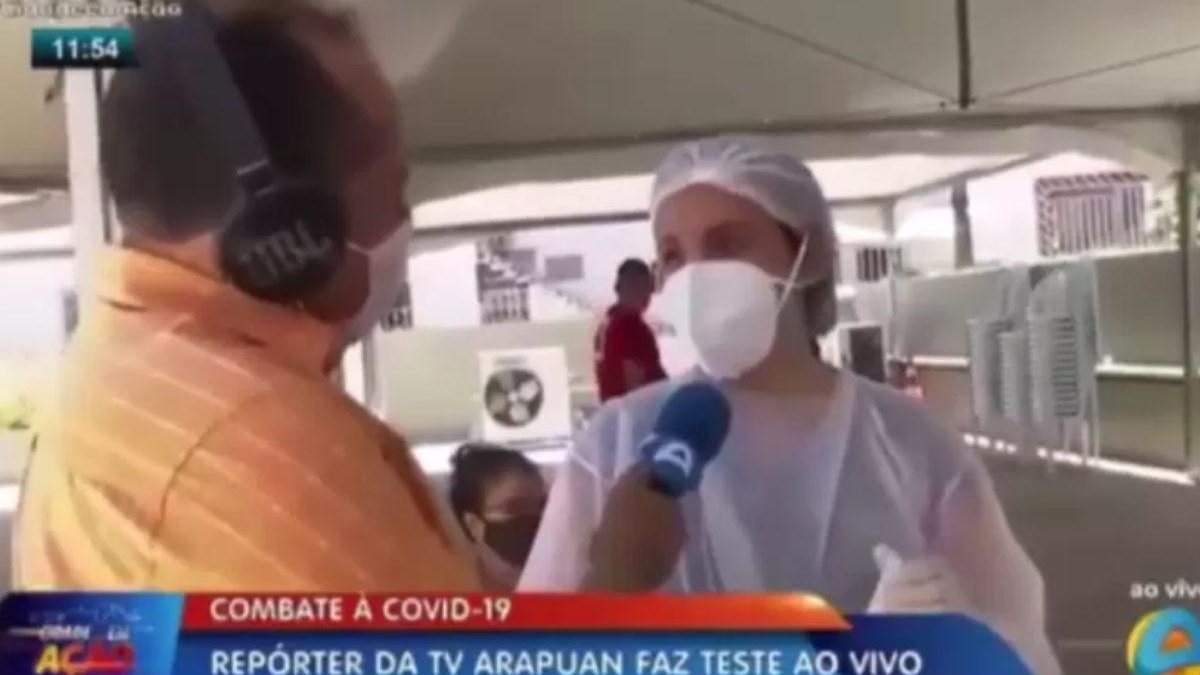 Repórter testa positivo para covid-19 ao vivo - Reprodução/ TV Aruan