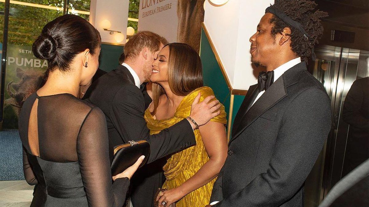 Meghan Markle, Príncipe Harry, Beyoncé e Jay-Z, na premiere de O Rei Leão – Foto: Reprodução/Instagram/ @beyonce