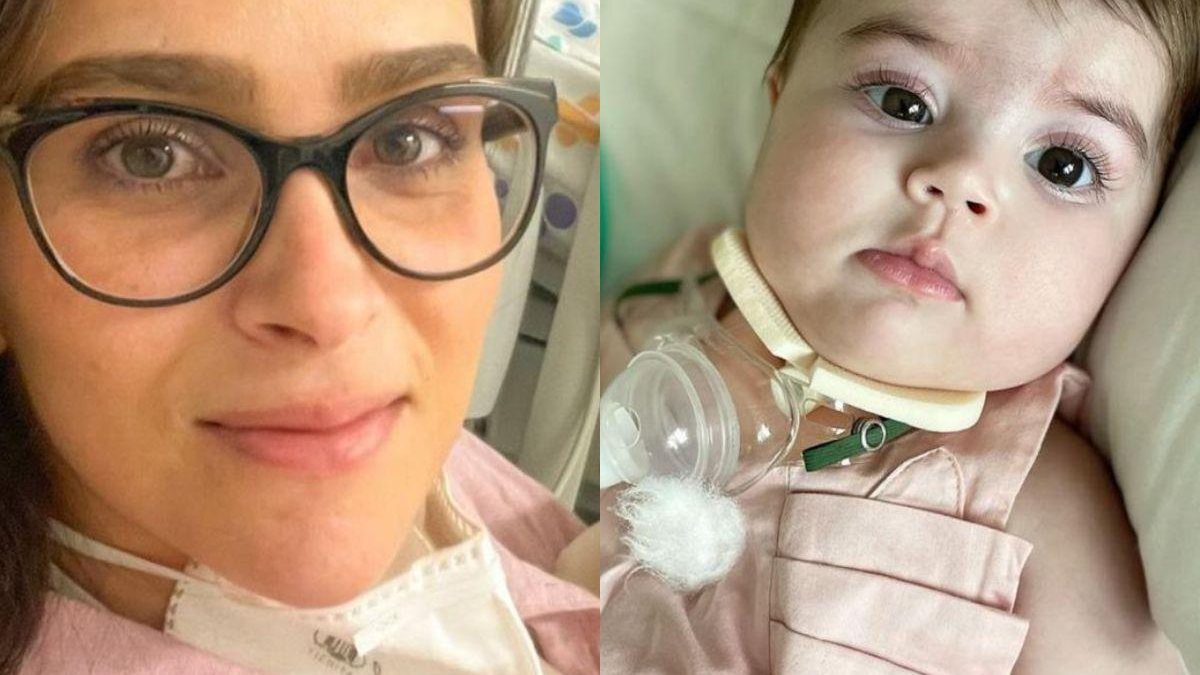 Letícia Cazarré aparece ao lado da caçula no hospital e diz que ela ficará mais dias internada - Reprodução/Instagram