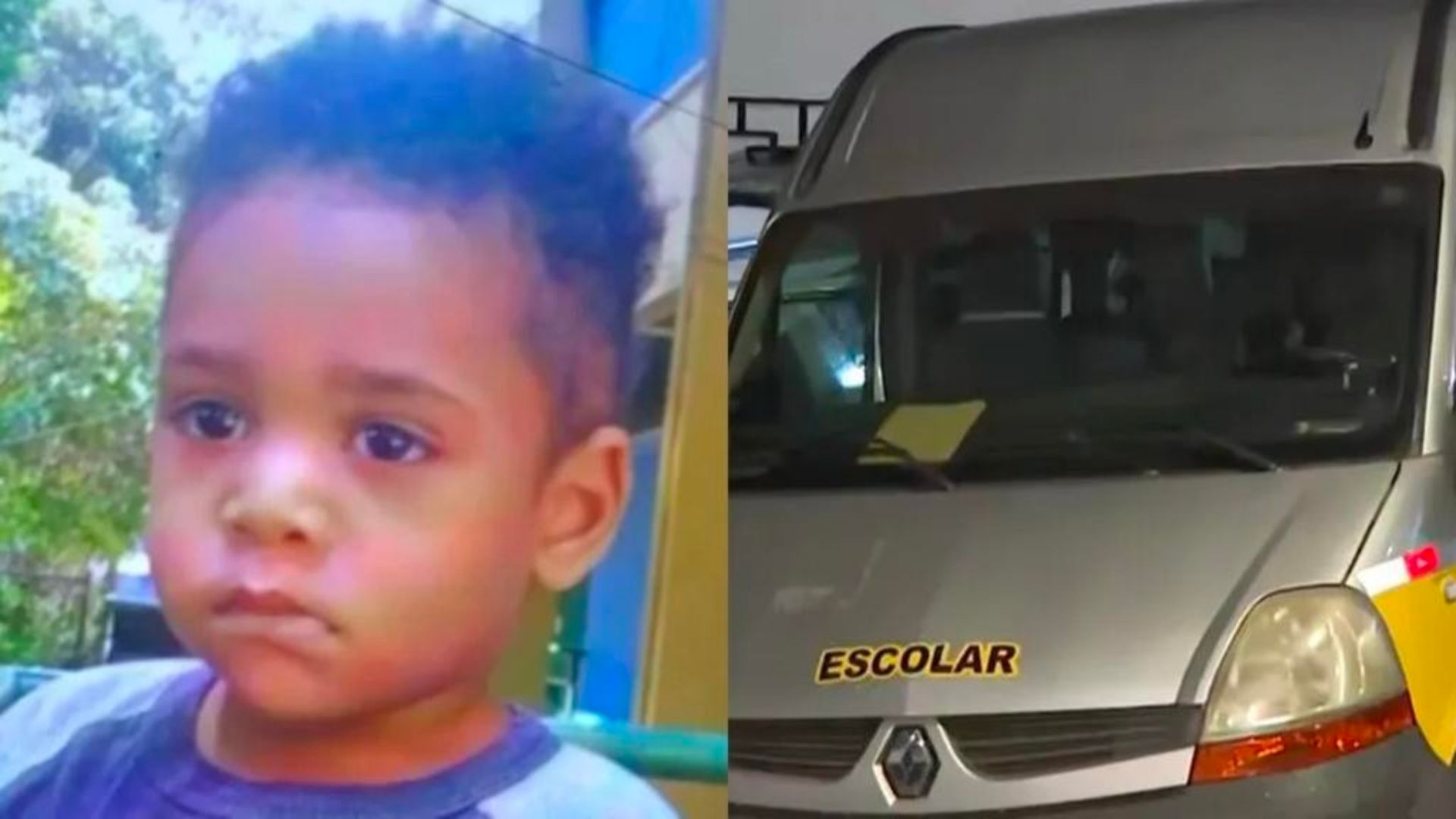 Montagem de uma foto de criança com uma van